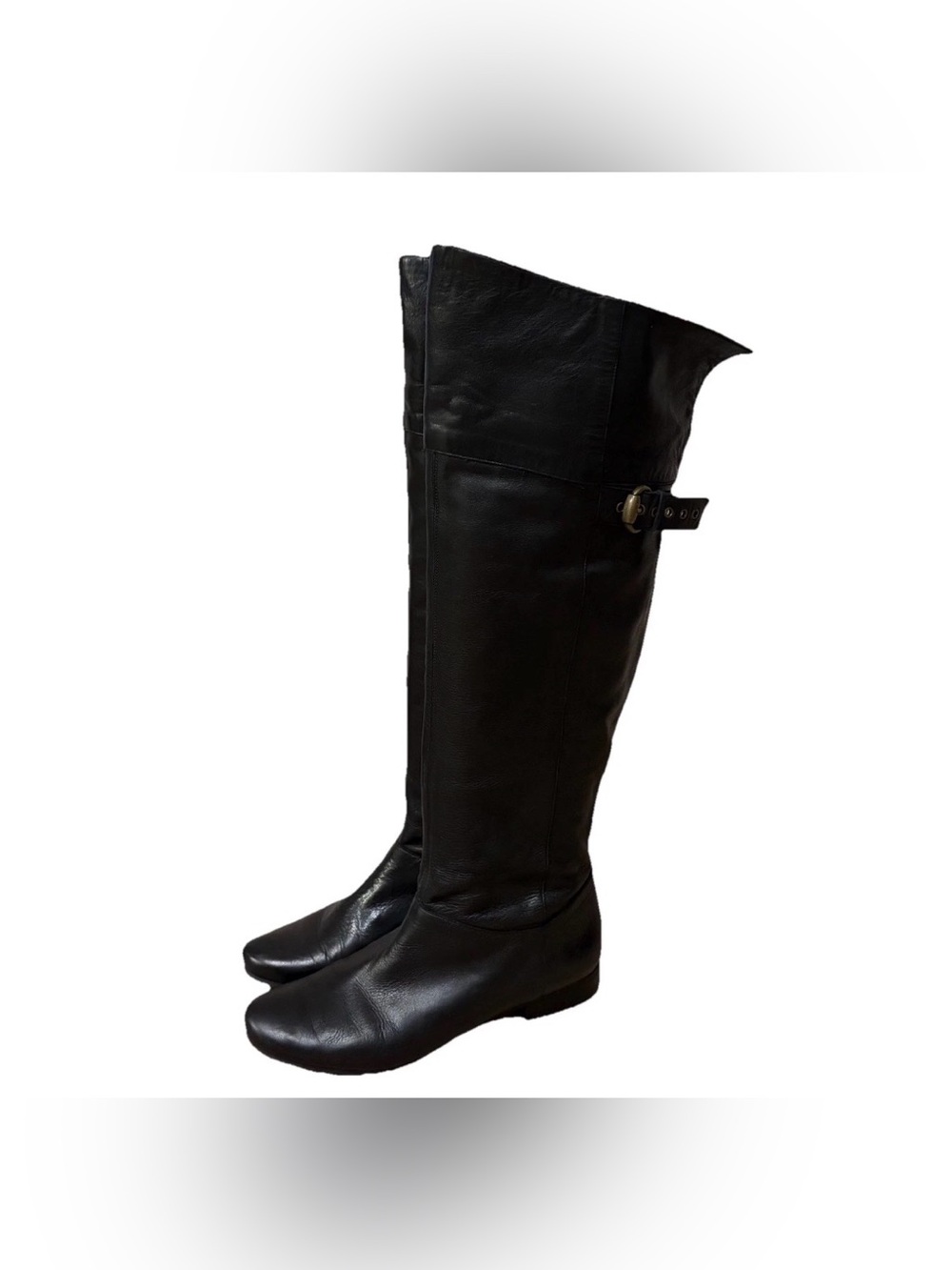 Jessica Simpson Women Sz 9 Black Leather Over The Knee Boots Buckle Detail
